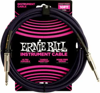 Ernie Ball Braided Straight Straight Inst Cable Fekete-Lila 3 m Egyenes - Pipa