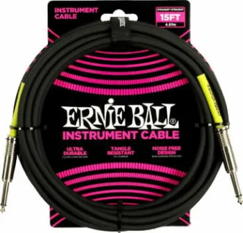 Ernie Ball PVC Straight Straight Inst Cable Fekete 4,6 m Egyenes - Egyenes