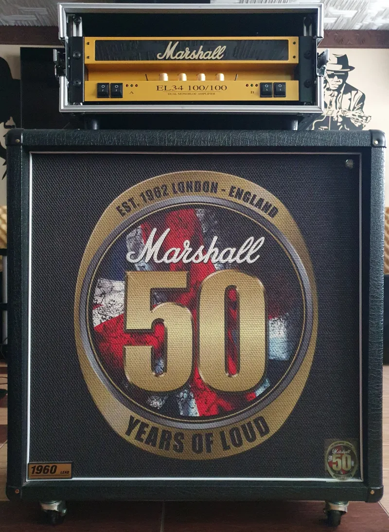 Marshall EL34 100  100 + Marshall Custom Shop 50th 1960B Zosilňovačová hlava a skriňa