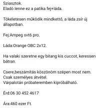 Ampeg  Bass amplifier head and cabinet - Virág Dzsin László [Yesterday, 4:38 pm]