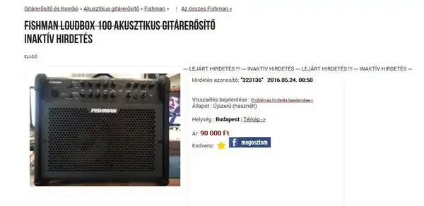 Keresem a Fishman Loudbox 100 hírdetőjét.