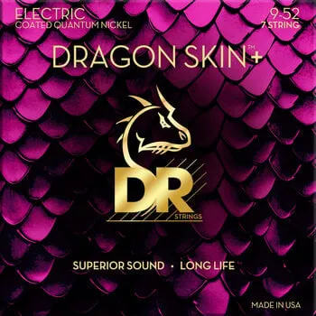 DR Strings Dragon Skin+ Coated 7 string Light 9-52 Elektromos gitárhúrok