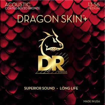 DR Strings Dragon Skin+ Coated 8020 Medium 13-56 Akusztikus gitárhúrok