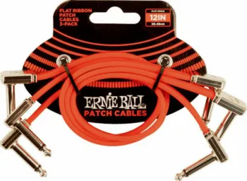 Ernie Ball 12 Flat Ribbon Patch Cable Red 3-Pack 30 cm Pipa - Pipa Patch kábel