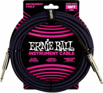 Ernie Ball Braided Straight Straight Inst Cable Fekete-Lila 5,5 m Egyenes - Egyenes