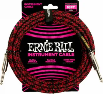 Ernie Ball Braided Straight Straight Inst Cable Fekete-Piros 5,5 m Egyenes - Egyenes