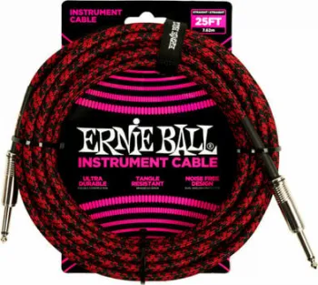 Ernie Ball Braided Straight Straight Inst Cable Fekete-Piros 7,5 m Egyenes - Egyenes
