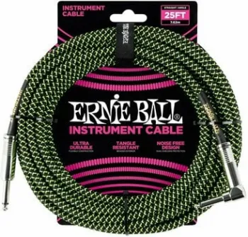 Ernie Ball P06066 Fekete-Zöld 7,5 m Egyenes - Pipa