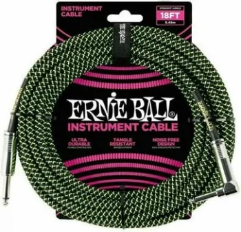Ernie Ball P06082-EB Fekete-Zöld 5,5 m Egyenes - Pipa