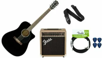 Fender CD-60SCE Black PACK Black Elektroakusztikus gitár