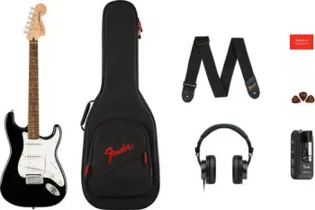 Fender Squier Affinity Series Stratocaster Mustang Micro Pack Black Elektromos gitár