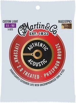 Martin Authentic Lifespan 2.0 928 Phosphor Bronze Custom Light 3-Pack
