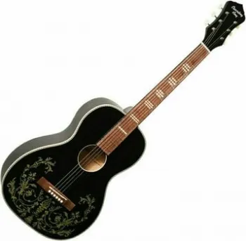Recording King RPS-7G-MBK Black w Golden Strings Decal