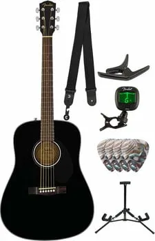 Fender CD-60S Dreadnought WN Deluxe SET Black Akusztikus gitár