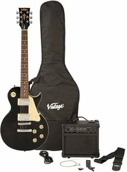 Vintage V10 Coaster Pack Gloss Black Elektromos gitár