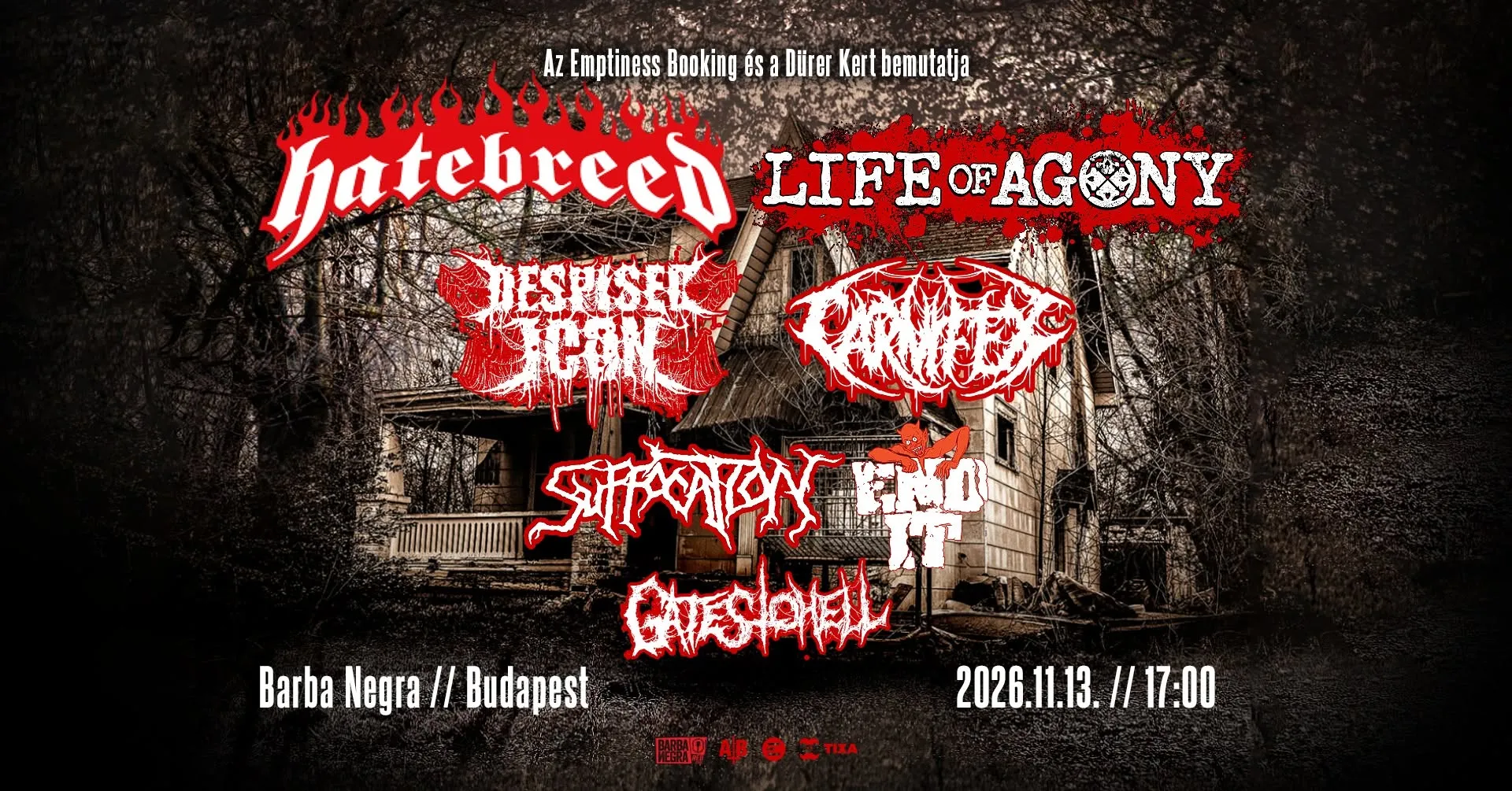 Hatebreed, Life of Agony, Despised Icon, Carnifex, Suffocation - brutális kétszínpados bulival ünnepli fennállásának 15. évfordulóját az Emptiness Booking