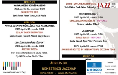 Jazzünnep 2025 -  Nemzetközi Jazznap koncertjei