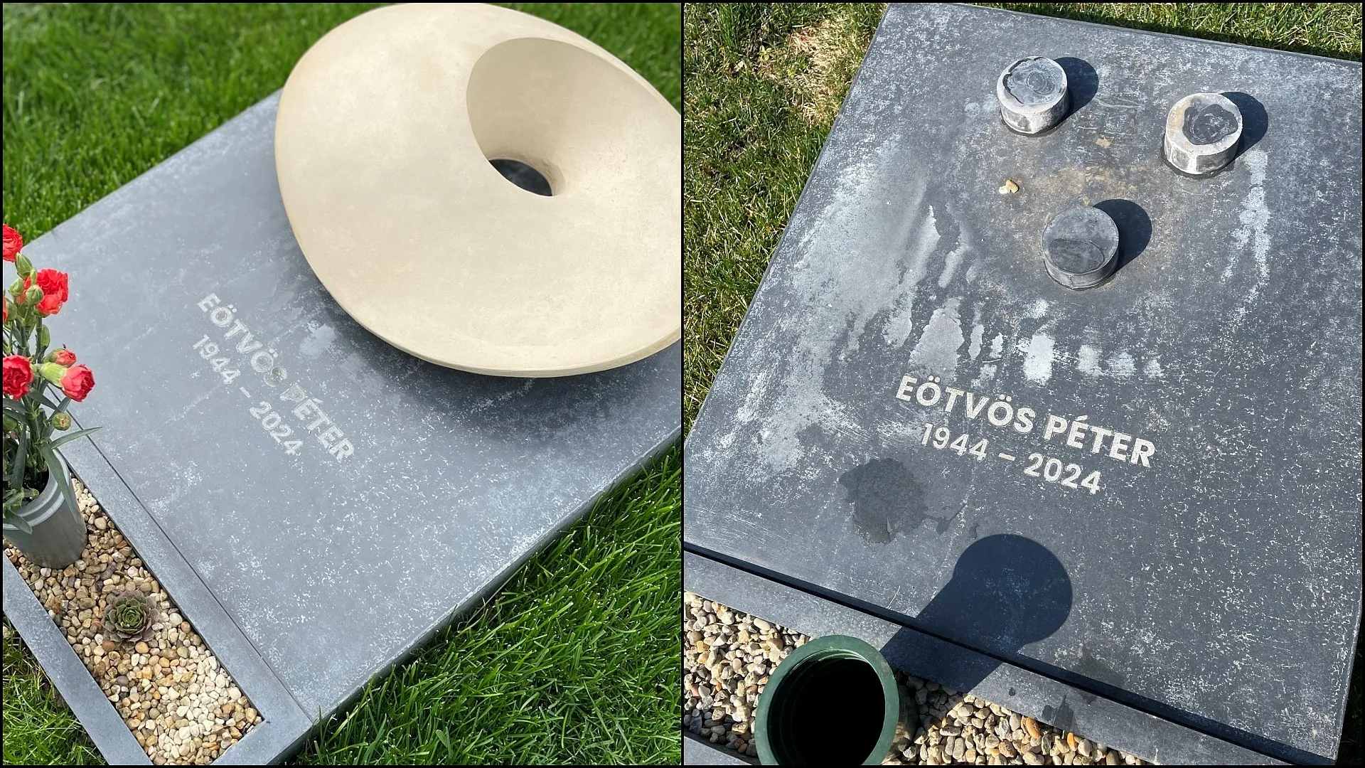 Megrongálták Eötvös Péter síremlékét