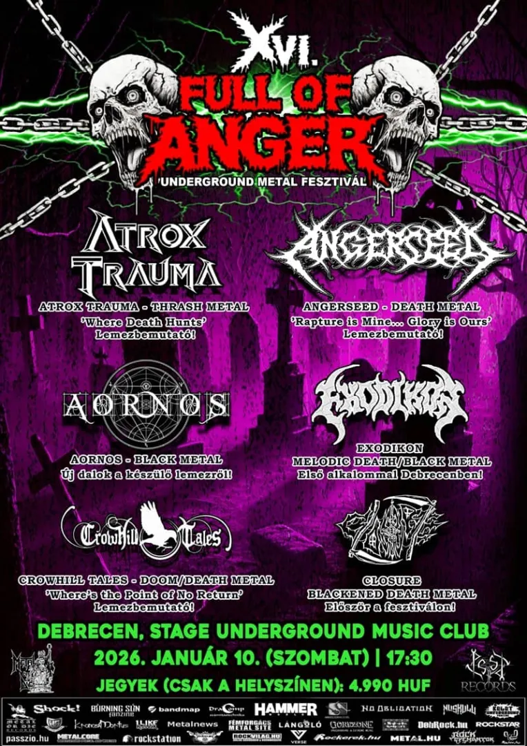XVI. FULL OF ANGER UNDERGROUND METAL FESZTIVÁL – Lemezbemutatók és visszatérések Debrecenben