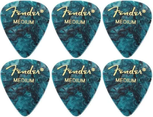 Fender 351 Shape Premium Pick Medium Ocean Turquoise 6 Pack SET